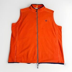 Peter Millar Vest Mens Large Orange Fleece Full Zip Mock Neck Golf Crown‎ Logo